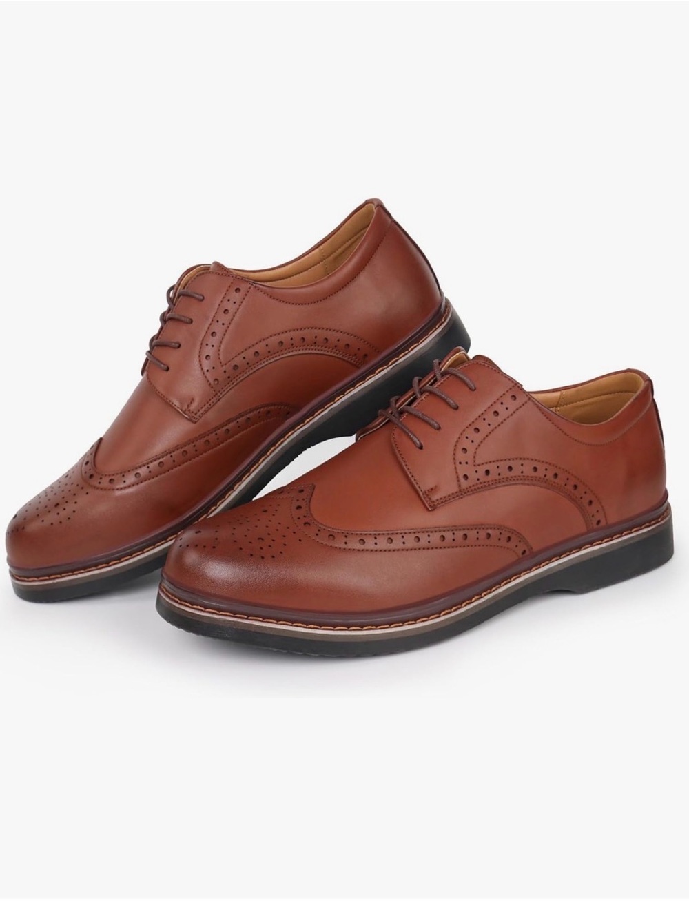 Hawkwell Classic Men’s Cognac Brown Leather Oxford Wingtip Dress Shoes size 14